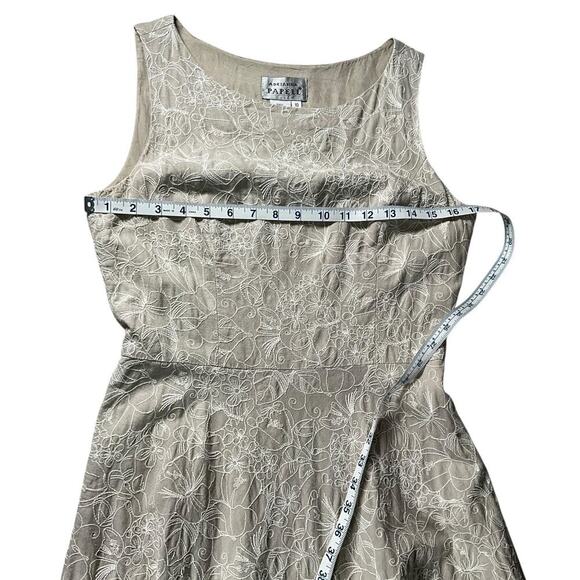 Adrianna Papell Linen Blend Dress Fit-and-Flare Light Weight Floral Embroidered - Picture 8 of 11